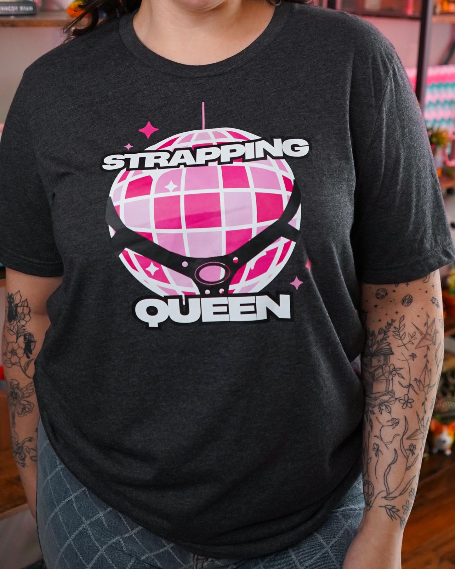 Strapping Queen Pink Disco Ball T-Shirt