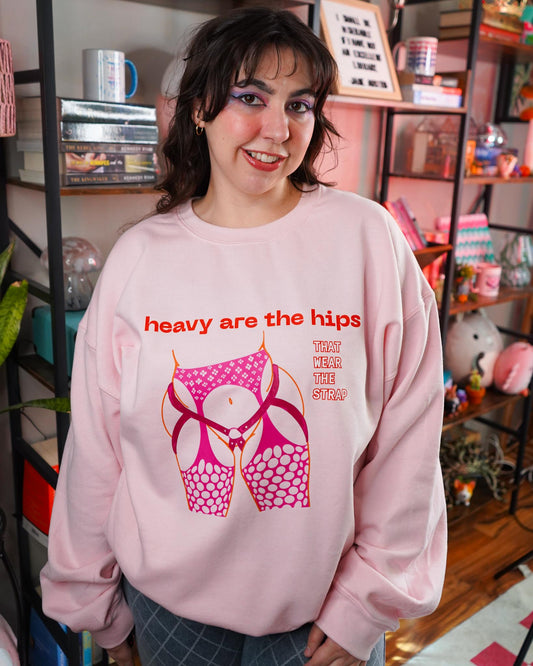 Heavy Are the Hips Crewneck Sweatshirt (Lesbian Flag Graphic)