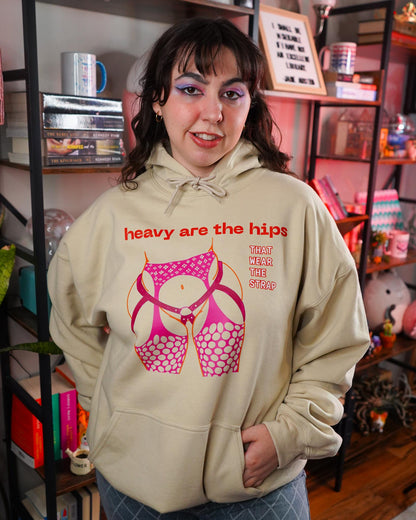Heavy Are the Hips Hoodie (Lesbian Flag Graphic)