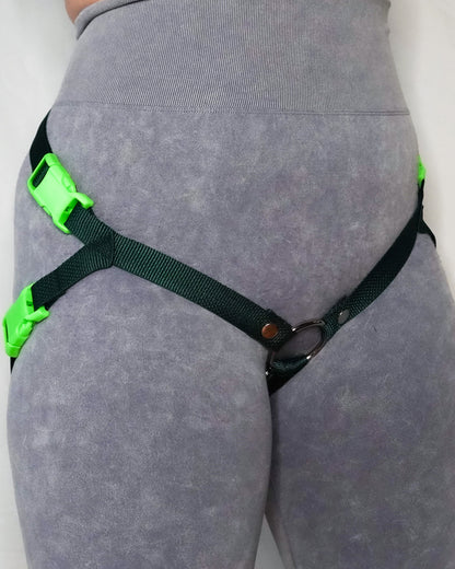 Dark Green Harness w/ Lime Buckles
